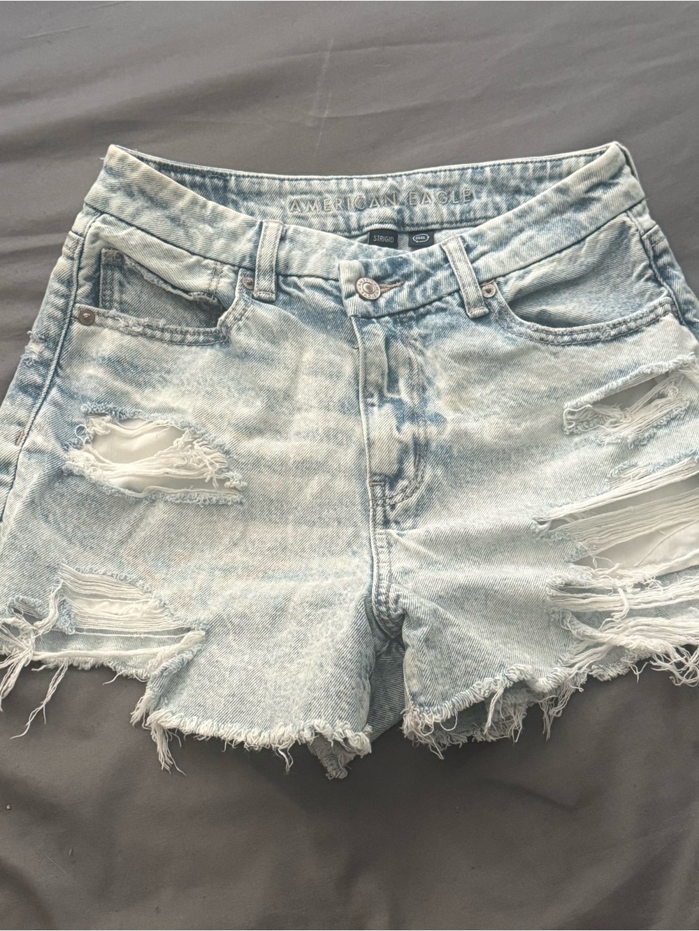 American Eagle Outfitters Light Blue Distressed Denim Shorts